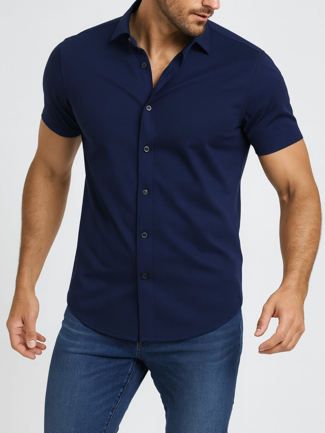 Non-Iron Stretch Shirt – Transparent Buttons