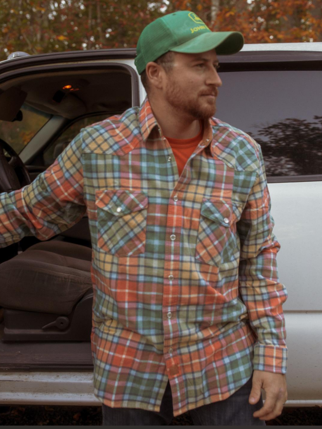 Dubinik® Men's Long Sleeve Pearl Snap Midweight Flannel Casual Western Cowboy Plaid Shirts 100% Cotton#36010 Tall size in stock now!