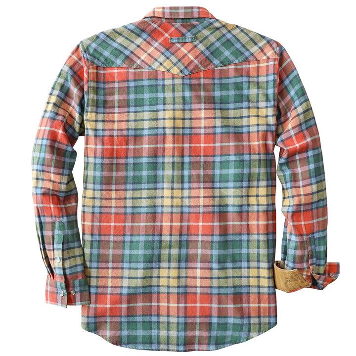 Dubinik® Men's Long Sleeve Pearl Snap Midweight Flannel Casual Western Cowboy Plaid Shirts 100% Cotton#36010 Tall size in stock now!