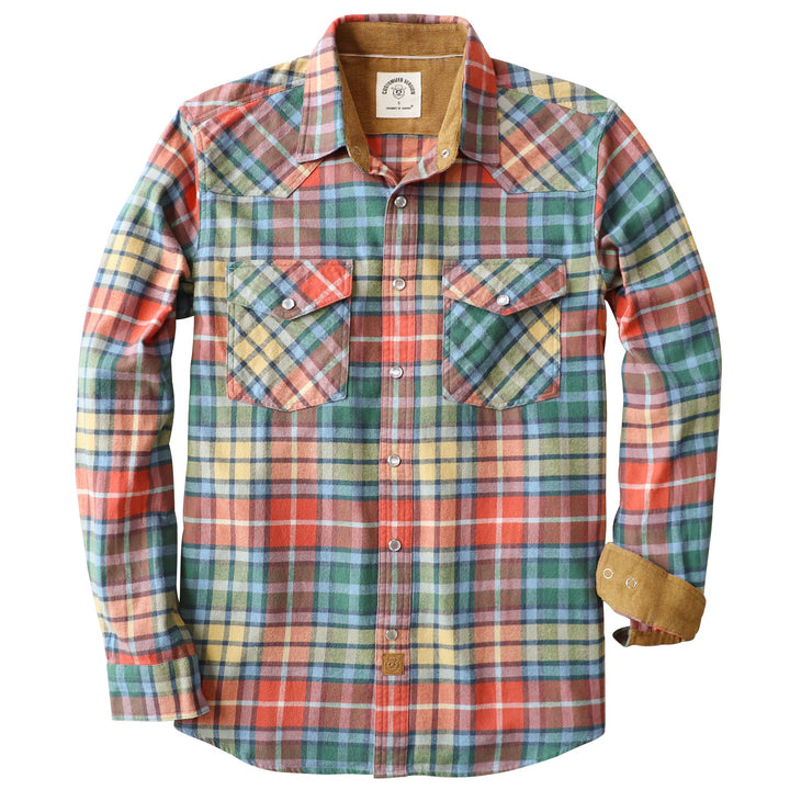 Dubinik® Men's Long Sleeve Pearl Snap Midweight Flannel Casual Western Cowboy Plaid Shirts 100% Cotton#36010 Tall size in stock now!