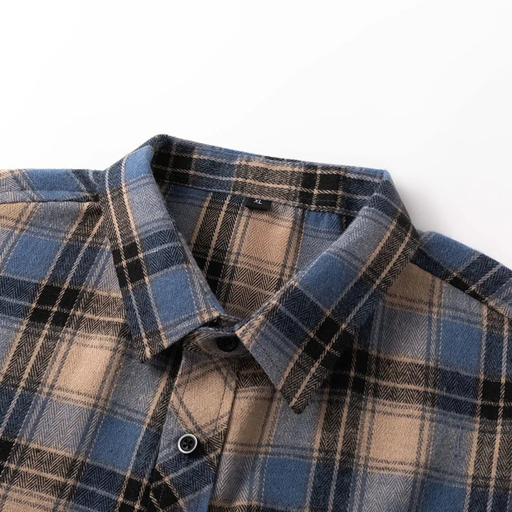 Heren Shirt Geruit Flanel Lente Herfst Lange Mouw Blauw Losse Heren Casual Shirt Oversized Zakelijk Heren Zacht Overhemd