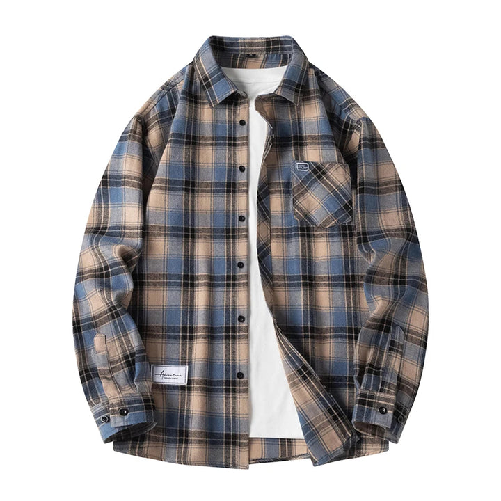 Heren Shirt Geruit Flanel Lente Herfst Lange Mouw Blauw Losse Heren Casual Shirt Oversized Zakelijk Heren Zacht Overhemd