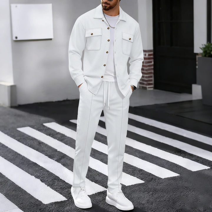 Alltime Rible Solid Button Pocket Two Piece Set