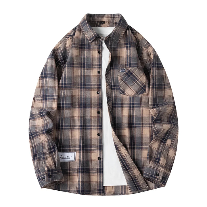 Heren Shirt Geruit Flanel Lente Herfst Lange Mouw Blauw Losse Heren Casual Shirt Oversized Zakelijk Heren Zacht Overhemd