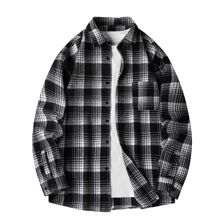 Heren Shirt Geruit Flanel Lente Herfst Lange Mouw Blauw Losse Heren Casual Shirt Oversized Zakelijk Heren Zacht Overhemd