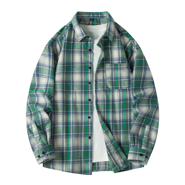 Heren Shirt Geruit Flanel Lente Herfst Lange Mouw Blauw Losse Heren Casual Shirt Oversized Zakelijk Heren Zacht Overhemd