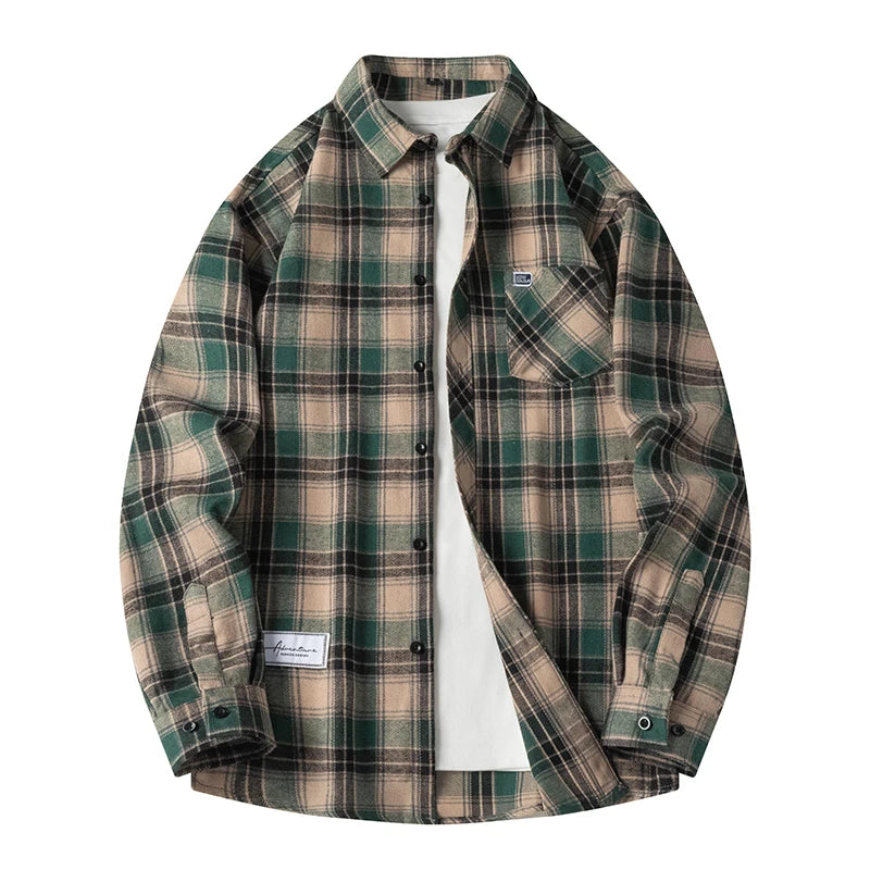 Heren Shirt Geruit Flanel Lente Herfst Lange Mouw Blauw Losse Heren Casual Shirt Oversized Zakelijk Heren Zacht Overhemd