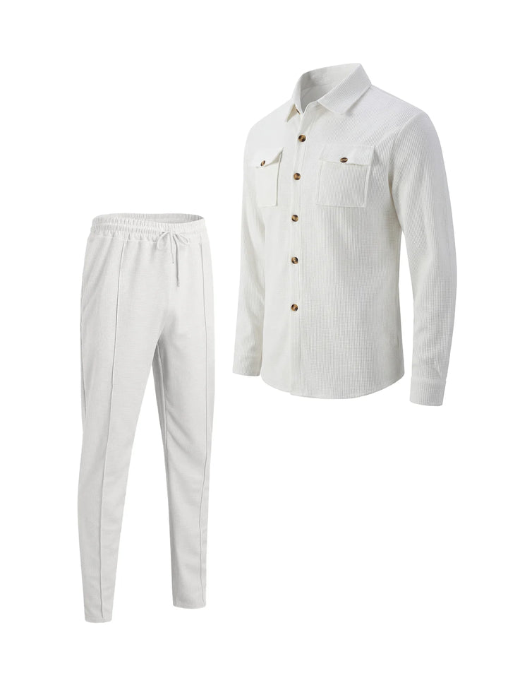 Alltime Rible Solid Button Pocket Two Piece Set