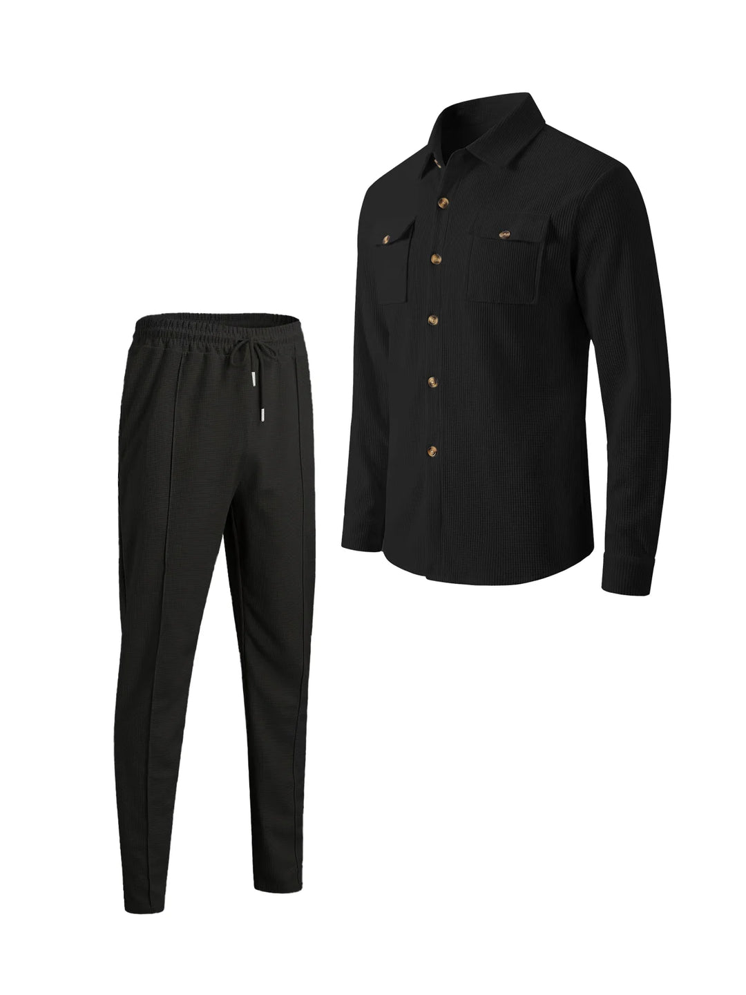 Alltime Rible Solid Button Pocket Two Piece Set