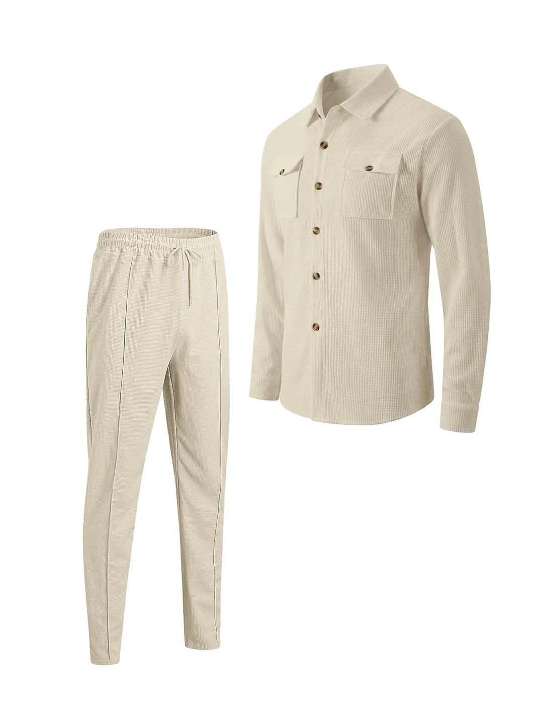 Alltime Rible Solid Button Pocket Two Piece Set